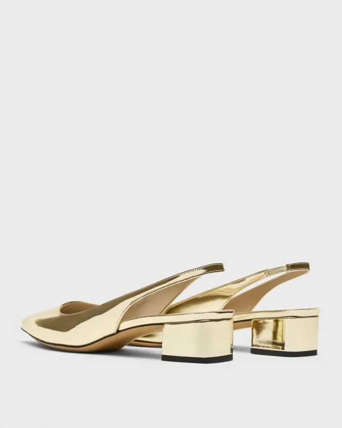 Shoes Women Theory Slingback Pump In Metallic Leather Light Gold