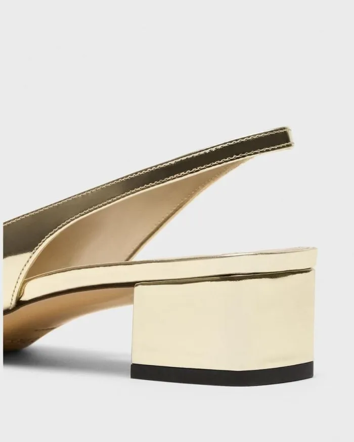 Shoes Women Theory Slingback Pump In Metallic Leather Light Gold