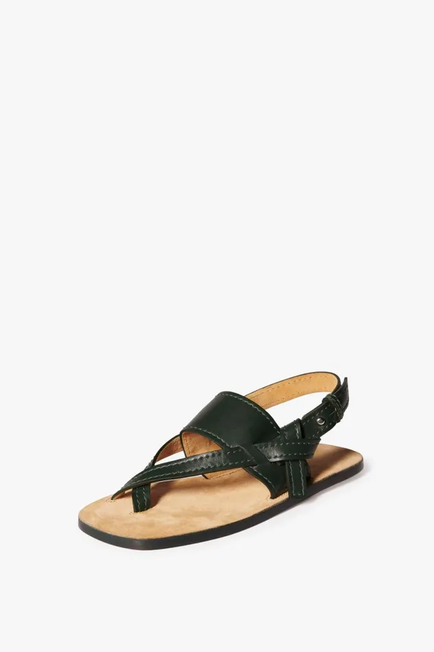 Shoes Women Victoria Beckham Eve Flat Sandal In Bottle Green