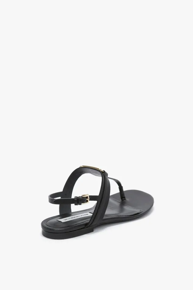 Shoes Women Victoria Beckham Flat Chain Sandal In Black Leather