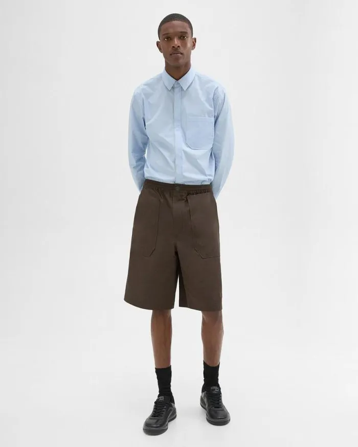 Shorts Men Theory CottonBlend PullOn Short Deep Tundra
