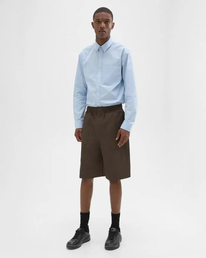 Shorts Men Theory CottonBlend PullOn Short Deep Tundra