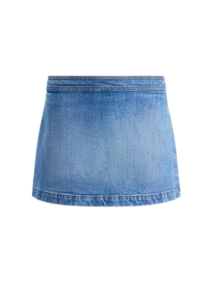 Shorts Women Alice Olivia Lakelyn Denim Skort Ivy Blue