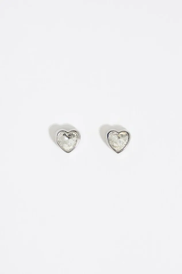 Silver Crystal Heart Earrings Silver Women Bimba Y Lola Jewelry