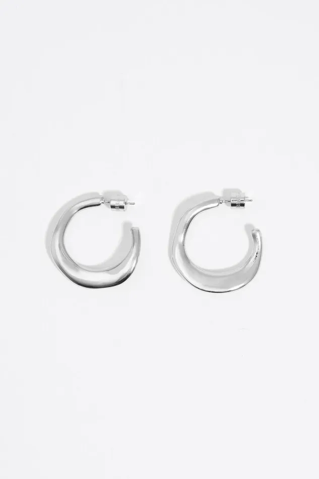 Silver Irregular Hoop Earrings Silver Women Bimba Y Lola Jewelry