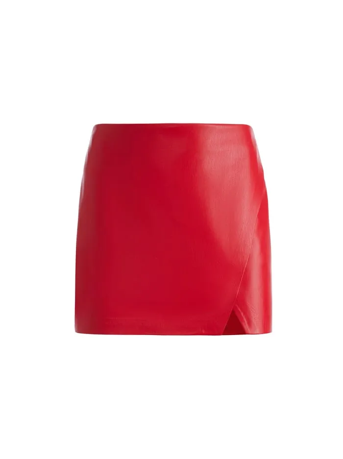 Skirts Women Alice Olivia Siobhan Vegan Mini Skirt Red Apple