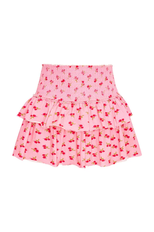 Skirts WomenKids LoveShackFancy Ohana Printed Smocked Mini Skirt Cherry Pink