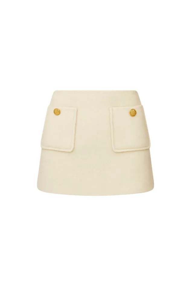 Skirts Women LoveShackFancy Chula Wool Mini Skirt Oatmeal
