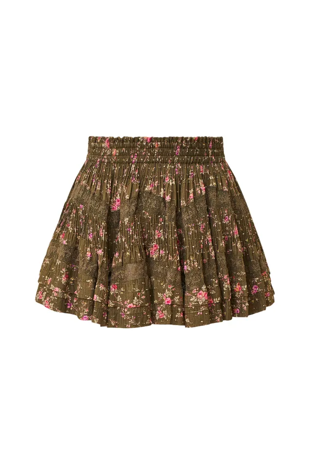 Skirts Women LoveShackFancy Lorianne Floral Mini Skirt Bancha Green