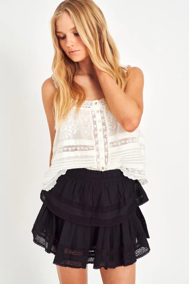 Skirts Women LoveShackFancy Ruffle Mini Skirt Black
