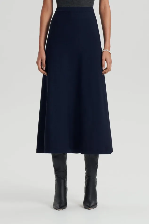 Skirts Women Scanlan Theodore CREPE KNIT SOFT SKIRT Navy Skirts Women Scanlan Theodore CREPE KNIT SOFT SKIRT Navy