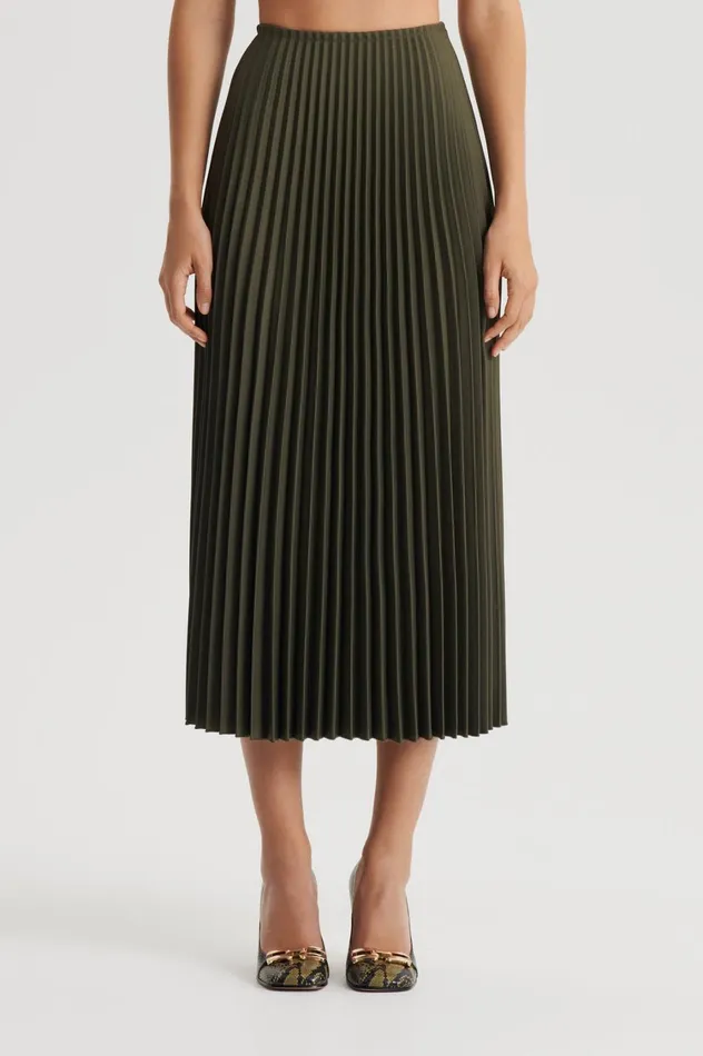 Skirts Women Scanlan Theodore TWILL PLEAT SKIRT Jungle Skirts Women Scanlan Theodore TWILL PLEAT SKIRT Jungle