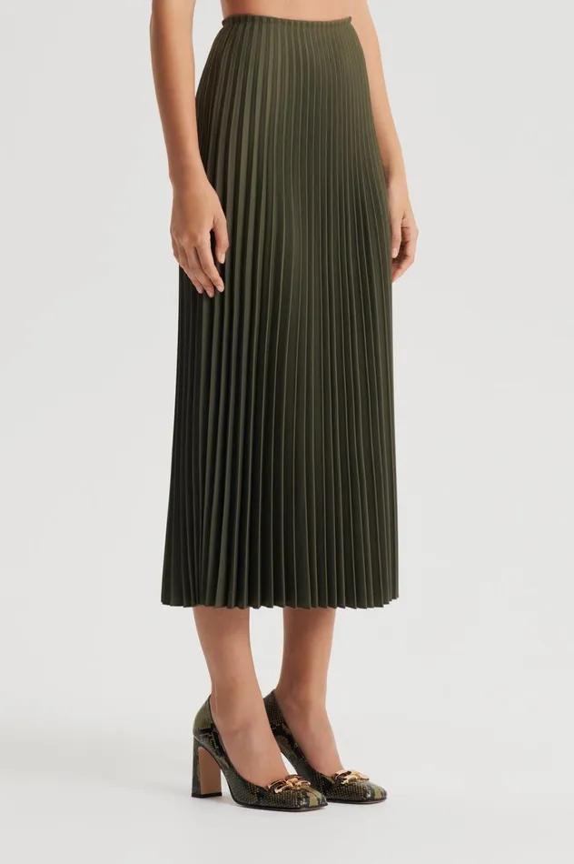 Skirts Women Scanlan Theodore TWILL PLEAT SKIRT Jungle Skirts Women Scanlan Theodore TWILL PLEAT SKIRT Jungle