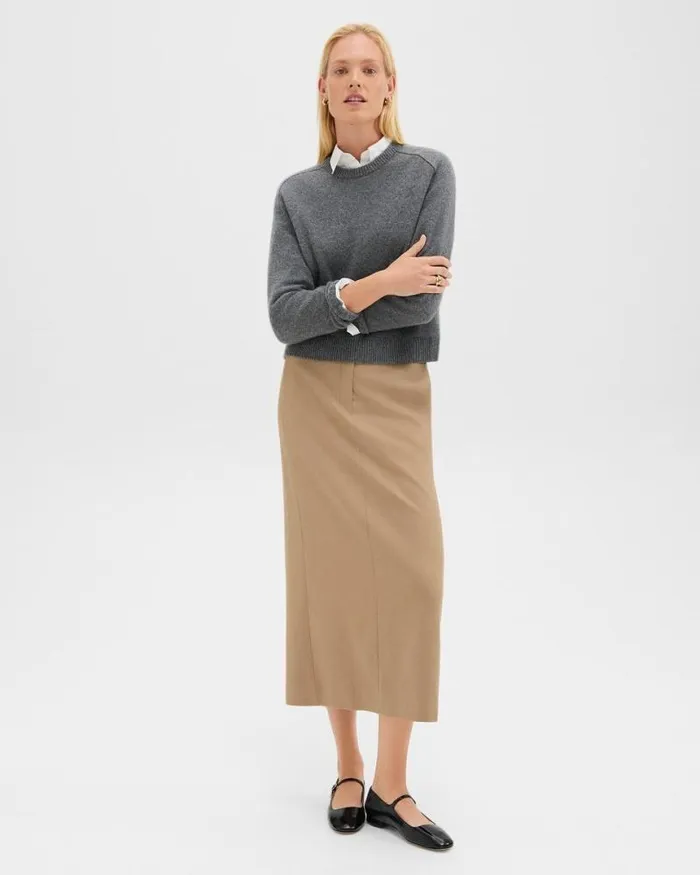 Skirts Women Theory Maxi Trouser Skirt In Stretch Flannel New Camel