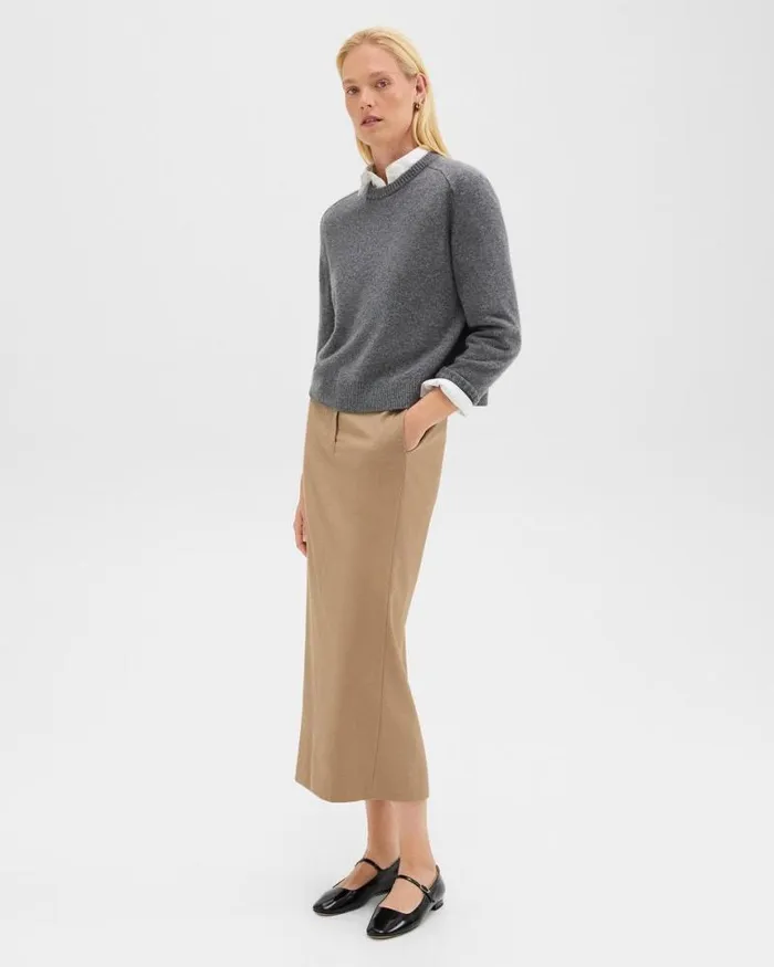 Skirts Women Theory Maxi Trouser Skirt In Stretch Flannel New Camel