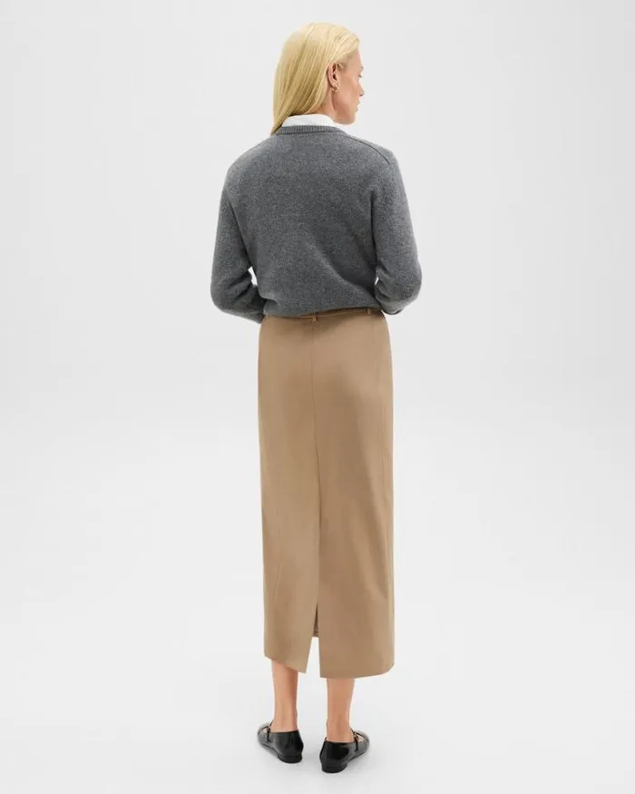 Skirts Women Theory Maxi Trouser Skirt In Stretch Flannel New Camel