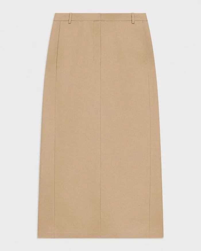 Skirts Women Theory Maxi Trouser Skirt In Stretch Flannel New Camel