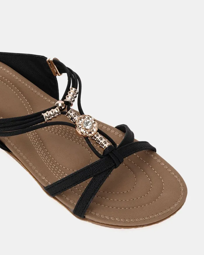 Slides ELGREEN BLACK Sandals 8211 NOVO Shoes Women