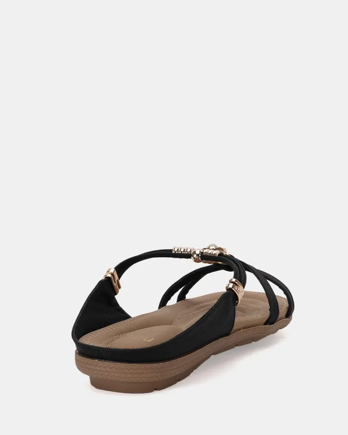 Slides ELGREEN BLACK Sandals 8211 NOVO Shoes Women