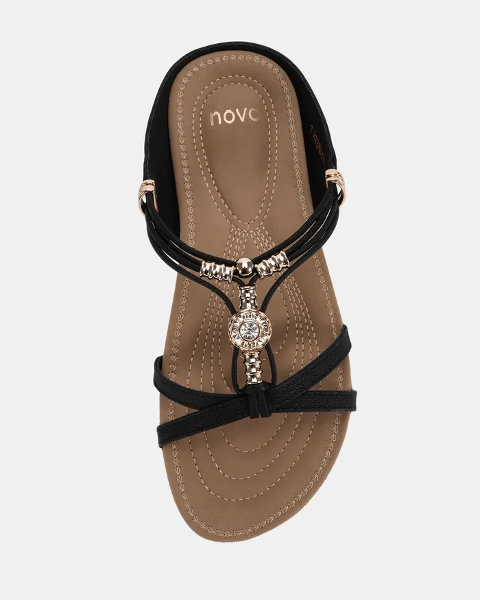 Slides ELGREEN BLACK Sandals 8211 NOVO Shoes Women