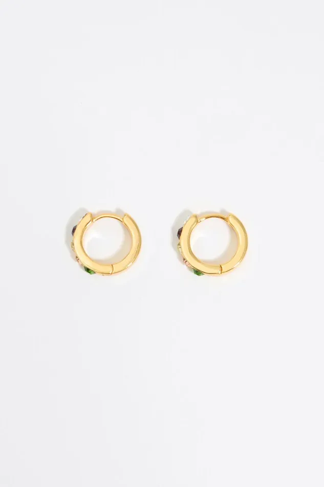 Small Gold Hoop Earrings With Multicolor Crystals Gold Women Bimba Y Lola Jewelry