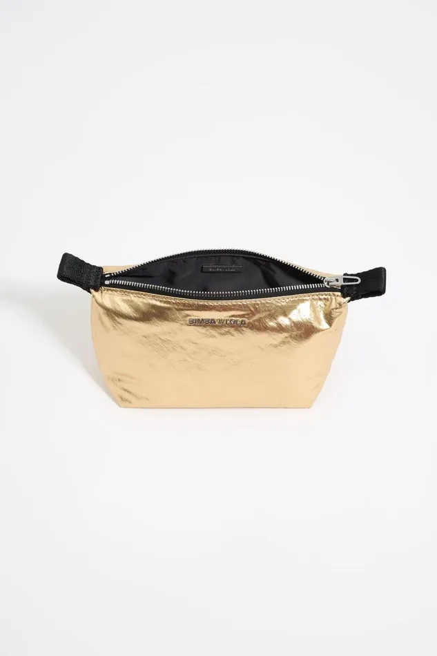 Small Gold Metallic Fabric Trapezium Makeup Case Gold Women Bimba Y Lola Vanity Pouches Small Gold Metallic Fabric Trapezium Makeup Case Gold Women Bimba Y Lola Vanity Pouches