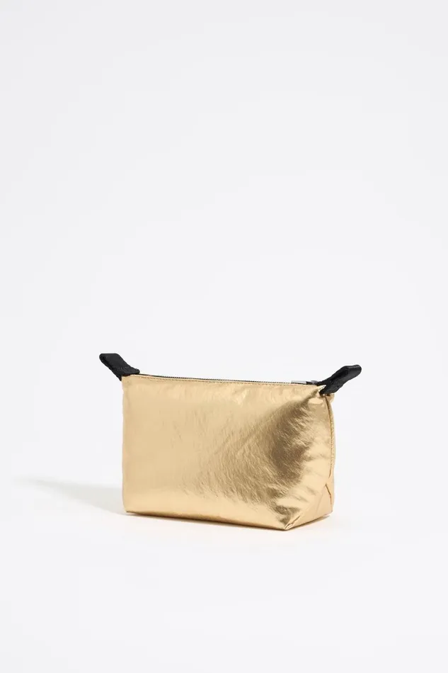 Small Gold Metallic Fabric Trapezium Makeup Case Gold Women Bimba Y Lola Vanity Pouches Small Gold Metallic Fabric Trapezium Makeup Case Gold Women Bimba Y Lola Vanity Pouches