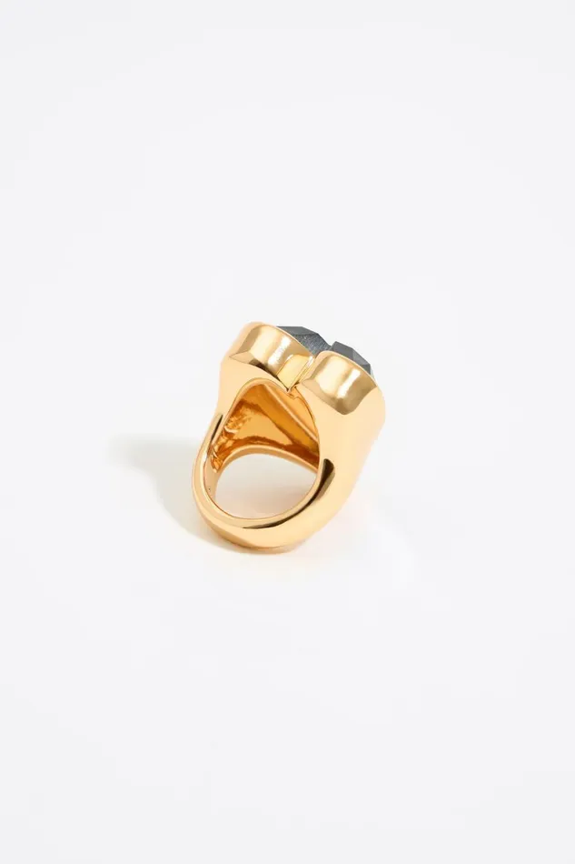 Smoked Crystal Heart Ring Gold Women Bimba Y Lola Jewelry