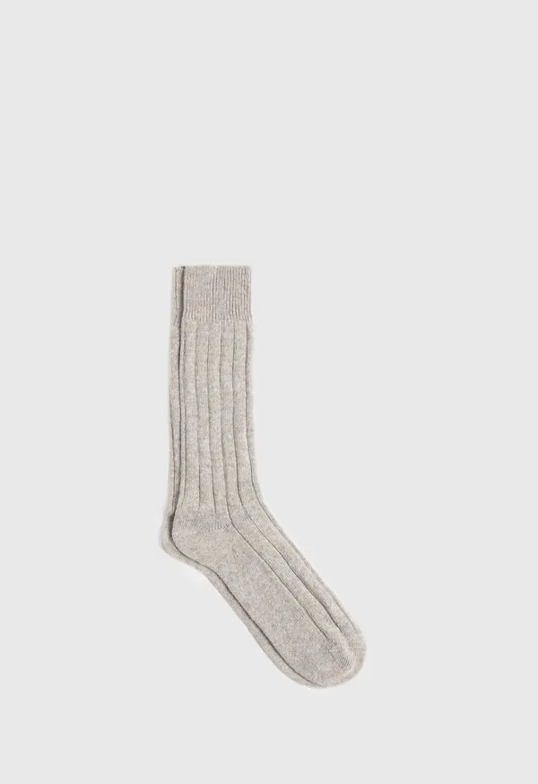 Socks Cashmere Blend Ribbed Sock Brown Heather Paulstuart Mens