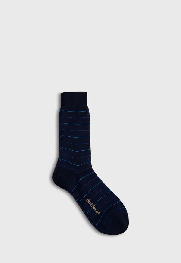 Socks Cotton Horizontal Stripe Sock Black Paulstuart Mens