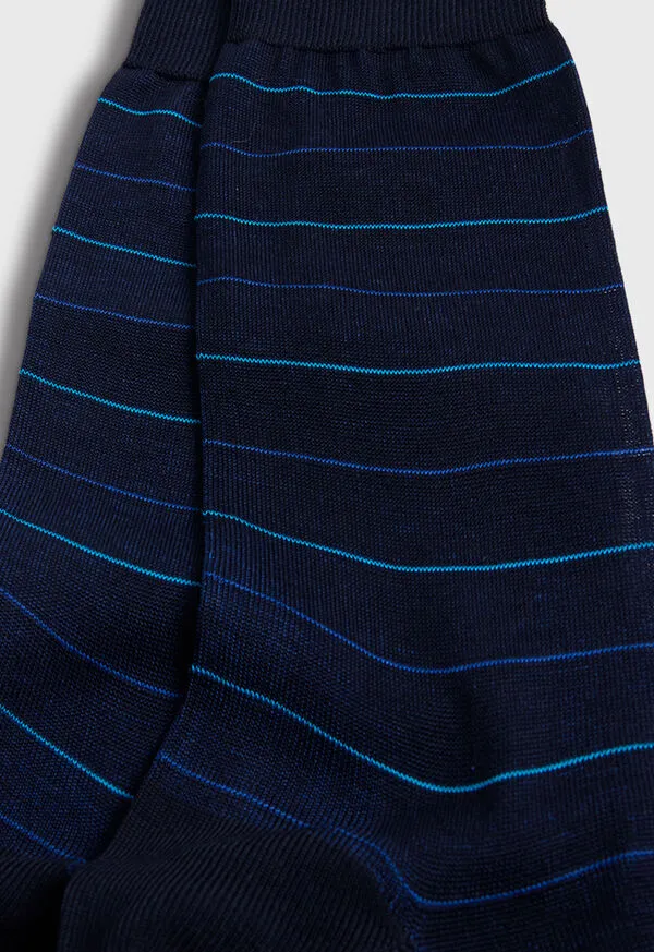 Socks Cotton Horizontal Stripe Sock Black Paulstuart Mens