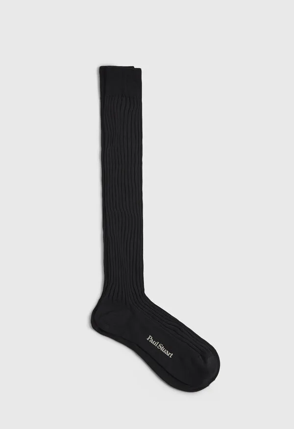 Socks Cotton Ribbed Sock Black Paulstuart Mens