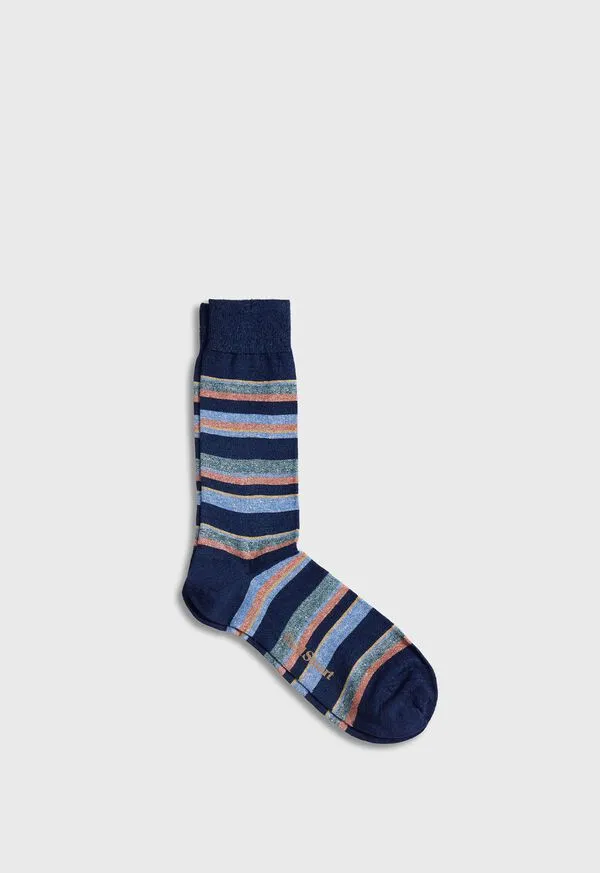 Socks Mens Paulstuart Linen Mlange Striped Sock Navy