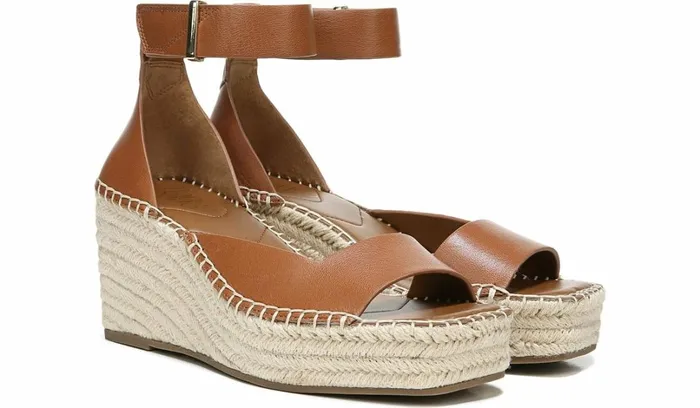 Spadrilles Women Franco Sarto Franco Camera Espadrille Wedge Sandal Cognac Leather