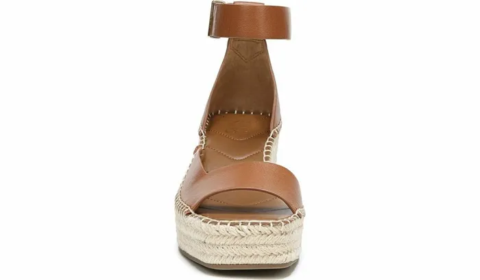 Spadrilles Women Franco Sarto Franco Camera Espadrille Wedge Sandal Cognac Leather