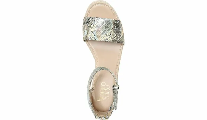Spadrilles Women Franco Sarto Franco Clemens Espadrille Wedge Sandal Green Snake Print Faux Leather