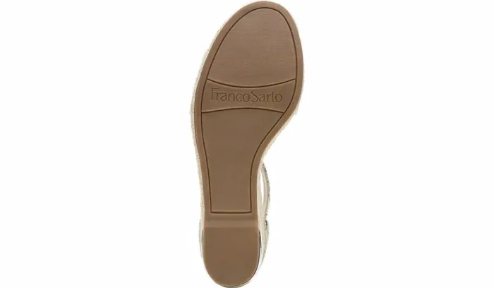 Spadrilles Women Franco Sarto Franco Clemens Espadrille Wedge Sandal Green Snake Print Faux Leather