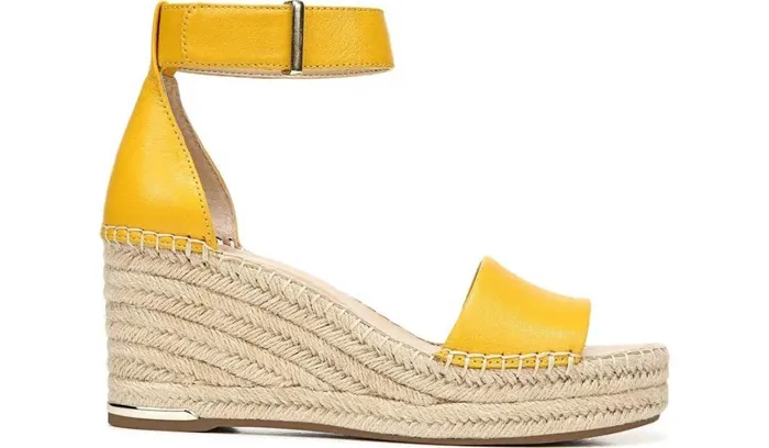Spadrilles Women Franco Sarto Franco Clemens Espadrille Wedge Sandal Summer Yellow Leather