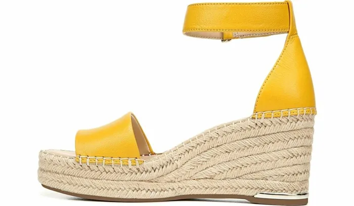 Spadrilles Women Franco Sarto Franco Clemens Espadrille Wedge Sandal Summer Yellow Leather