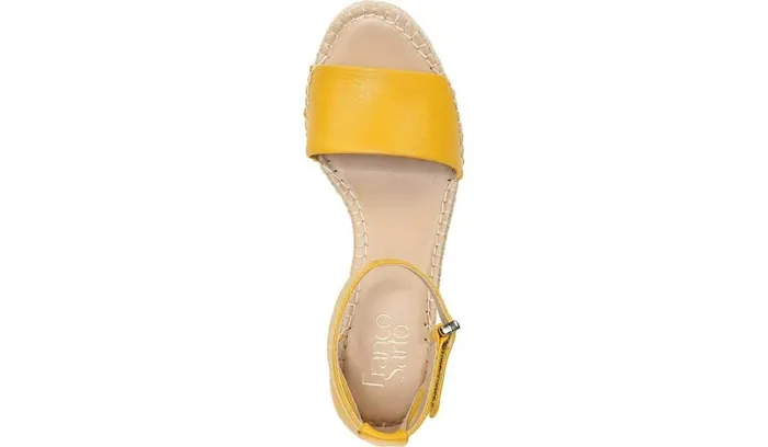 Spadrilles Women Franco Sarto Franco Clemens Espadrille Wedge Sandal Summer Yellow Leather