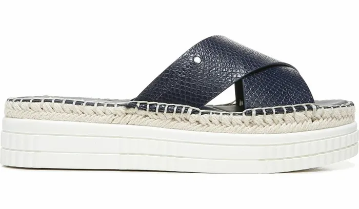 Sport Sandals Women Franco Sarto Franco Barb Platform Slide Sandal French Navy Faux Leather