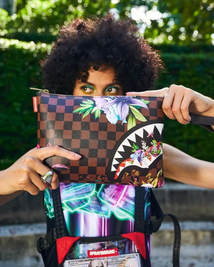 SPRAYGROUND GARDEN OF SHARKS CROSSOVER CLUTCH Bags