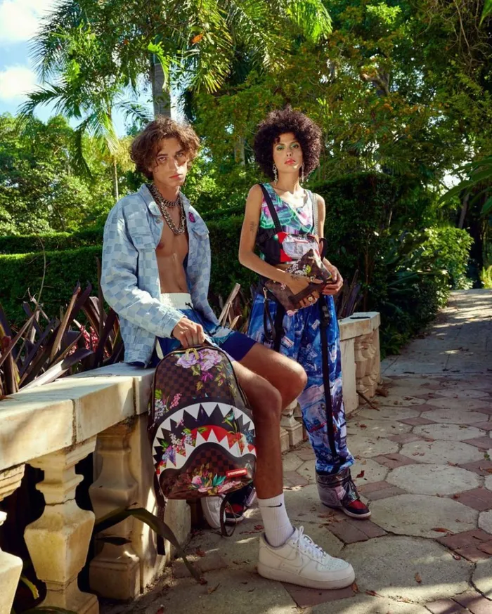 SPRAYGROUND GARDEN OF SHARKS CROSSOVER CLUTCH Bags