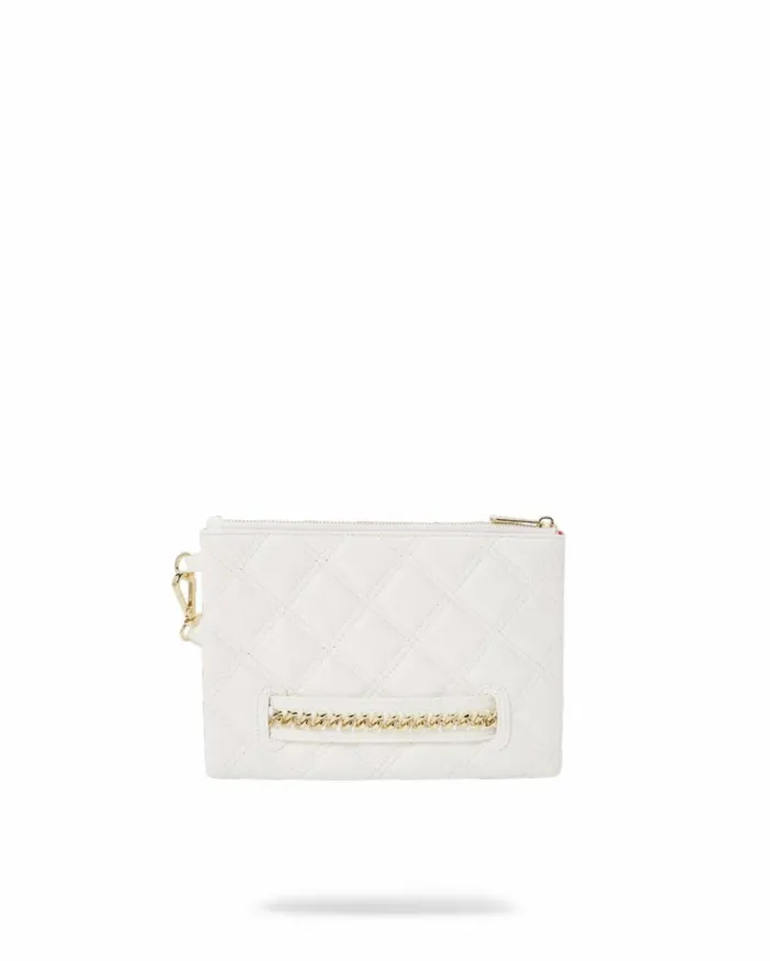 SPRAYGROUND RIVIERA LE BLANC GOLD CHAIN SHARK CROSSOVER CLUTCH Bags