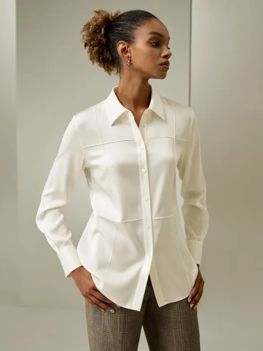 Sprezzatura Silk Blouse 8211 Minimalist 3D Tuck Design Women Blouses Lilysilk Shirts