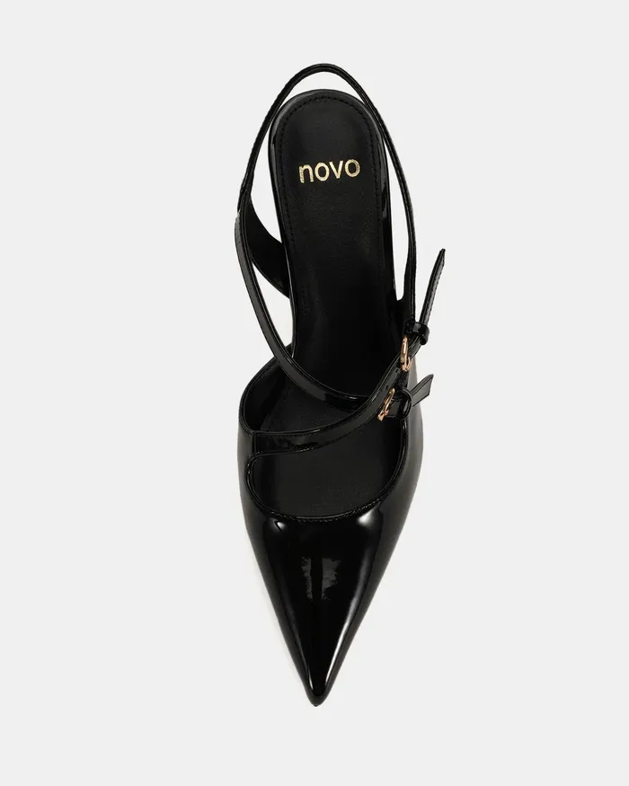 Stilettos ILIUM Black Patent Pumps 8211 NOVO Shoes Women