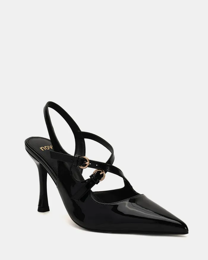 Stilettos ILIUM Black Patent Pumps 8211 NOVO Shoes Women