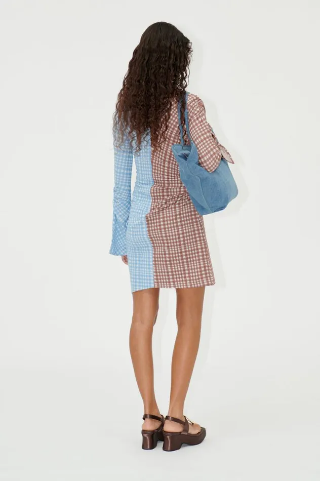 Stine Goya Dresses SGFeline Dress 8211 Brown Check 8211 Women