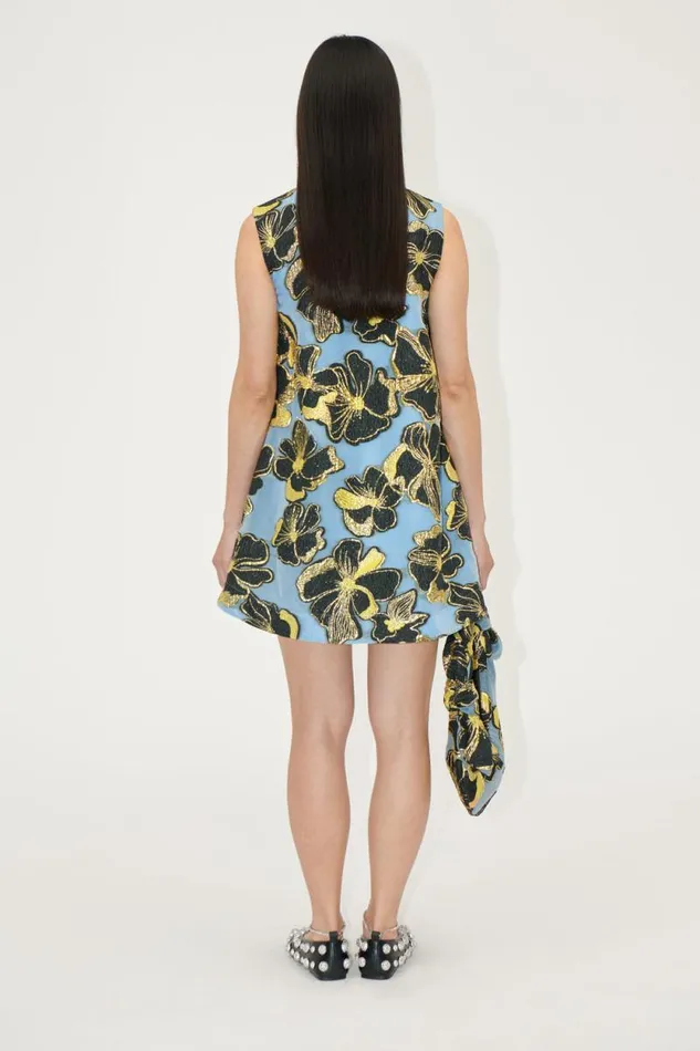 Stine Goya Dresses Sleeveless VNeck Short Dress 8211 Blue Anemone Jacquard 8211 Women