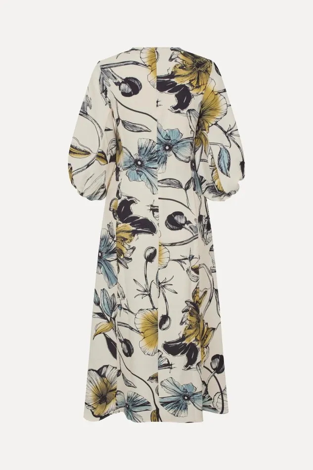 Stine Goya Dresses ThreeQuarter Sleeve Midi Dress 8211 Fine Line Poppies 8211 Women